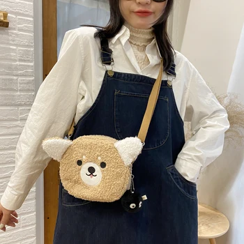Japonský mäkké roztomilý dievča baránok vlna malá taška 2023 nový roztomilý módne trendové oblečenie pre bábiku taška študent jediný ramenný bežné crossbody