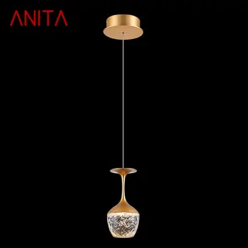 ANITA Tvorivé Crystal Prívesok Svetlo Pre Bar Obývacia Izba DiningTable Luxusný Zlatý Luster 3 Hlavy Lampy, poháre na Víno