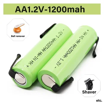 100% Originálne 1.2 V AA batérie 1.2 V Nabíjateľnú Batériu, 1200mah, AA NiMH, s Spájky, Kolíky, DIY Elektrické zubné Kefky, holiace strojčeky