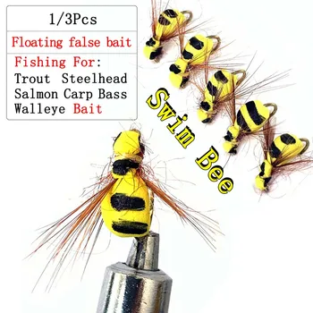 1/3ks Umelé Plávajúce false Bee Lákať Návnadu Na Pstruhy/Bass Muchy, Návnady, Rybárske Lure