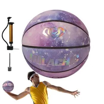 Svietiť V Tme Basketbal Reflexné Self-Osvetlenie Holographics Basketbal Veľkosť 7 Krytý Vonkajší Ulici Kompozitné PU Koža