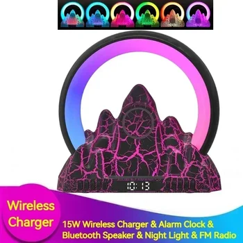 Smart Plameň Budík APLIKÁCIE Ovládanie RGB Atmosféru Nočné Svetlo Spánku Pomoc Bluetooth Reproduktor, FM Rádio pre Iphone 15 14 13 Samsung