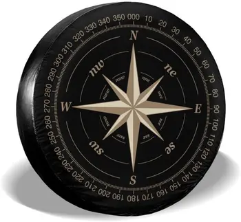 Compass Rose Black Náhradné Pneumatiky Krytu UV Slnko Kryty Kolies vhodný pre Príves RV SUV a Mnoho Vozidla 14 15 16 17 Palcové