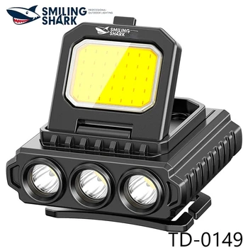 S úsmevom Shark TD-0149 Kompaktné Prenosné COB LED Svetlomet,Nabíjateľná Reflektor so Senzorom Funkciu pre Nočný Rybolov, pešia Turistika