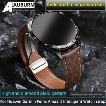 Pre Huawei GT4 kožený remienok GT/2/3 watch3/4 pro Garmin Fenix Amazfit magnetickou sponou cowhide moderný prehoz popruh 20/22 mm