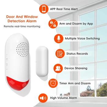 1pc Tuya Smart WiFi Senzor Dverí Zvuk, WiFi, Bezpečnostný Alarm, Diaľkové Ovládanie Hlasom Anti-theft Smart Dvere, Alarm Smart Home Senzory