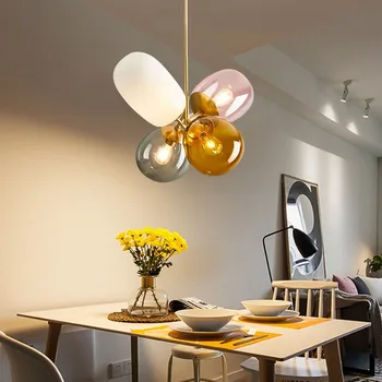 Nordic prívesok Svetlá Postmoderných Farebné Sklenené Závesné Svietidlá Pre Obývacej Izby, Spálne, Jedáleň Domova E27 Led Hanglamp