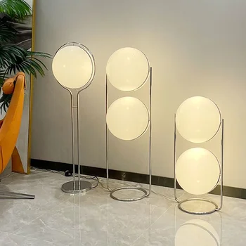Akryl Guľa Otočná Chrome Kovové Led Podlahové Svietidlá pre Obývacie Izba Foyer Obchod Vnútorné Osvetlenie Svietidlá, Stojace Lampy