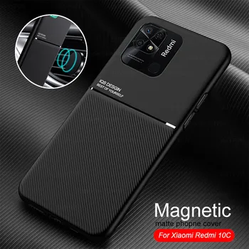 Luxusné PU kožené Magnetické Auto Držiak telefónu prípade pre Xiao Redmi 10C Na Redmi10c redmy 10 c shell Proti Klepaniu Mäkký rám Fundas