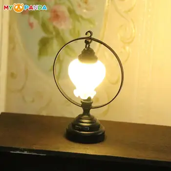 1:12 domček pre bábiky Miniatúrne Čierne Matné Kvet-tvarované Svetla LED stolná Lampa Bábiky Domu Domáce Osvetlenie Model Nábytok Dekor Hračka