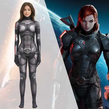 Mass Effect Shepard Cosplay Kostýmy Femshep Halloween Kostýmy pre Ženy, Ženské Shepard Kombinézu Zentai Strany Spandex Farby