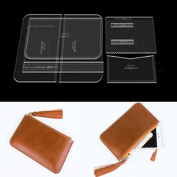 Kožená Taška Vzor, Takže s Kraft Papier a Akryl Šablóny pre Strapec zips kabelke peňaženku