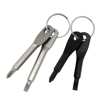 Mini Pocket Skrutkovača Nastavte Keychain Vonkajšie Tool Kit Oceľová Čierna,Strieborná, Flathead a Kríž Skrutkovač 2 v 1