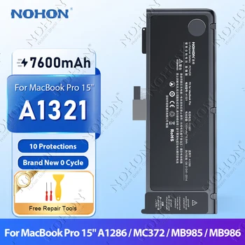 NOHON A1321 7600mAh Vysokou Kapacitou Notebook Batéria pre MacBook Pro 15