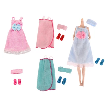 1Set Bábiky Oblečenie Župan osuška Nightgown Košieľka Pyžamo W/Papuče Pre 30 CM Bábiky, domček pre bábiky Dekor Deti Predstierajú, že Hrať Hračka