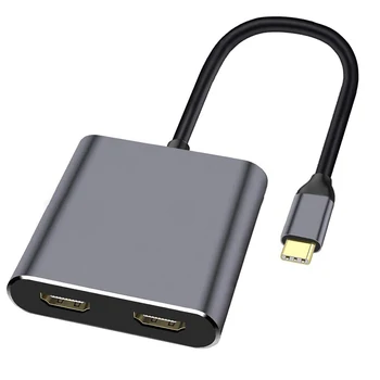 4 v 1 Typ C Adaptér Hub 4K USB-C, Dual HDMI USB3.0 PD Port Converter Kábel Dual Monitor Adapter-100W Pre Macbook Príslušenstvo