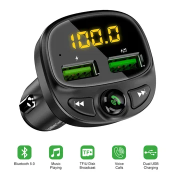 Auto Nabíjačka, Handsfree, FM Vysielač Bluetooth Audio Dual USB Car MP3 Prehrávač Autoradio Nabíjačku Rýchlo Nabíjačka Auto Príslušenstvo