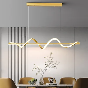 Moderný Jednoduchý Štýl LED Luster Pre Jedáleň, Kuchynský Stôl Obývacia Izba, Spálňa Strop Prívesok Lampa Gold Art Design Svetlo