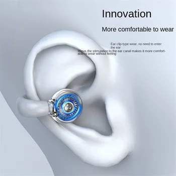 Bezdrôtové Slúchadlá Ear Clip LED Digitálny Displej Bluetooth Slúchadlá Funguje na Smartphony Music Headset, Black