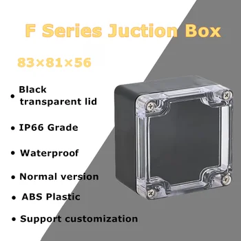 83*81*56mm F Series Ekonomické Nepremokavé Juction Box ABS Plast Čierna Skrinka S Transparentným Vekom DIY Kábel Organzier Prípade