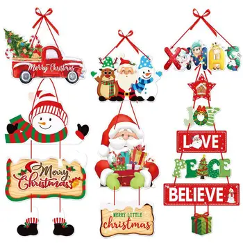 Vianočné Party Dekorácie Dverí Visí Vianočné 2024 Nový Rok, Santa Claus Snoweman Elk Veselé Vianoce Strom Dverí Visí 2023
