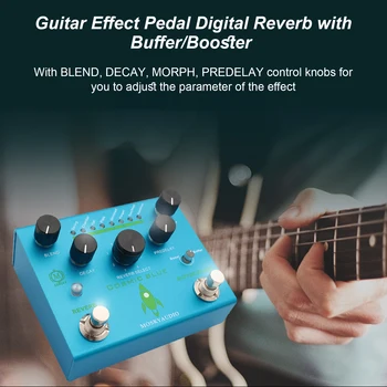 MOSKYAudio Gitara Efekt Pedál Digitálny Reverb s Buffer/Booster Ozvena Gitara Pedál Footswitch Dual Reverb Pedál