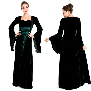 Ženy Renesancie Retro Deluxe Zamatové Šaty Viktoriánskej Stredoveké Dlho Maxi Šaty Čipky Paty Plesové Šaty, Halloween Cosplay Kostým