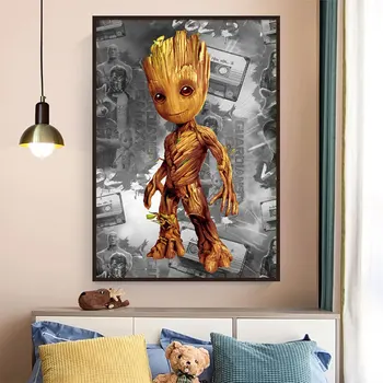 Disney Kresleného Filmu Plagáty Roztomilé Dieťa Groot Akvarel Art Nástenné Plátno na Maľovanie pre Domáce Childen Spálňa, Dekorácie Cuadros