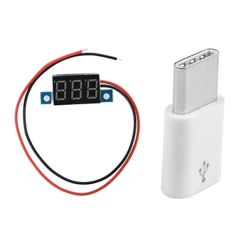 Podporu! Digitálny Voltmeter LED Napätie Panel Displeja Meter & USB Typu C 3.1 Male Micro-USB 2.0 5 Pin Žena Adaptér Údaje