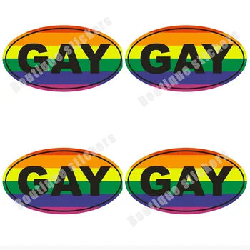 4-dielna Sada Osobnosti Gay Euro Oválne Zábavné Pvc Kotúča, Auto Nálepky Pokrýva Škrabance, Nepremokavé Auto Okno Telo Dekorácie