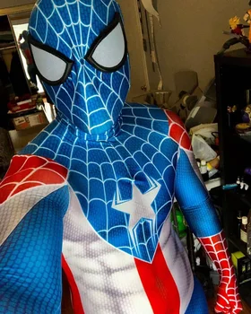 Kapitán Amerika Cosplay Kostým Superhrdina Spandex 3D Vytlačené Halloween Kostým súťaž: Cosplay Fullbody Zentai Obleky Pre Dospelých, Deti