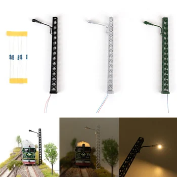 5 ks Model Železničnej Osvetlenie, Stožiare, Sťažne Svetlo Rozchod H0 Rozloženie Svetla LED Lampy, Záhradné Lampy, Pouličné Lampy Model Budovy Svetlá