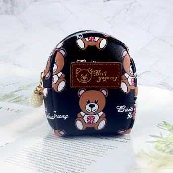 Kórejská Dievča Mince Kabelku Cartoon Medveď Aktovka Keychain Peňaženka na Zips PU Kožené Puzdro Mince Prívesok Dekorácie Batoh