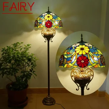 VÍLA Tiffany Poschodí Lampa Americký Retro Obývacia Izba, Spálňa Lampa Krajiny vitráže Poschodí Lampa