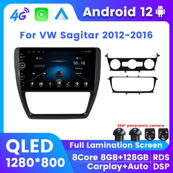 QLED 8+128G Android 12 Auto Prehrávač Pre VW Volkswagen Sagitar 2012-2016 GPS Navigácie Rádio Multimediálny Bezdrôtový Carplay DSP 2Din