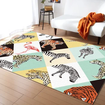 Zebra Tiger Akvarel Koberec Spálňa Decor a Koberce pre Domáce Obývacia Izba Obdĺžnikový Mat