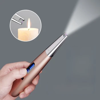 Nový Typ Plasma Arc Smoking Gun s LED Lampou USB Nabíjateľné Pulz Dotykové Snímanie Vonkajšie Kuchyňa Flameless Zapaľovanie Nástroj Darček