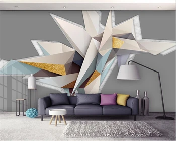 beibehang Vlastné priestorové geometrické útvary šedé zlato TV tapetu pozadia abstraktných de parede 3d papier peint