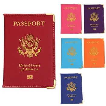 PU Kožené Pas Kryt Roztomilý S USA Ružový cestovný Pas Prípade Držiteľa Pasu Ženy