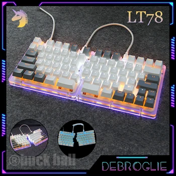 DEBROGLIE LT78 Rozdelenej Klávesnice 78 Tlačidlá Mechanické Hráč Klávesnice PBT LED Svetlo Keycaps USB Wired Keyboard Tesnenie Darček