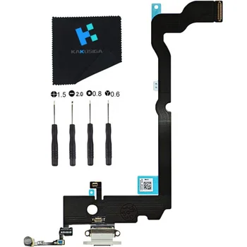 KAKUSIGA Kompatibilný s iPhone Xs Max 6.5 palcový Nabíjací Port Konektor Doku Flex Kábel Mikrofónu Náhradný Diel(Biela)