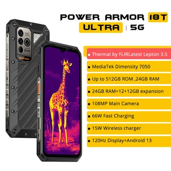 Ulefone Power Armor 18T Ultra 5G Robustný Telefón 512 gb diskom ROM +24GB RAM Tepelnej ImagingCamera FLIR® smartphone