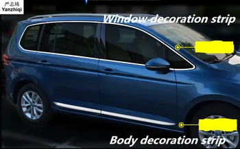 Z nehrdzavejúcej ocele AUTO Okno dekorácie pásy karosérie zdobenie flitrami Auto Styling pre VW Volkswagen Touran 2016-2018