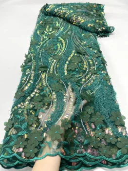 Vysoko Kvalitné Módne francúzsky Výšivky, Kvetinové Čipky Textílie Afriky Nigérijský flitrami Čipky Textílie Pre Svadobné Šaty