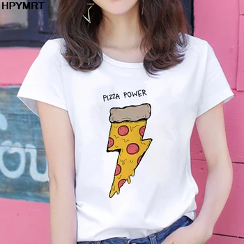 Tričko Ženy Pizza moc Tlačiť Oblečenie Cartoon Dámy Nové Letné Čaj Ženský Top Oblečenie Tričko Dámske Grafické T-shirt Harajuku