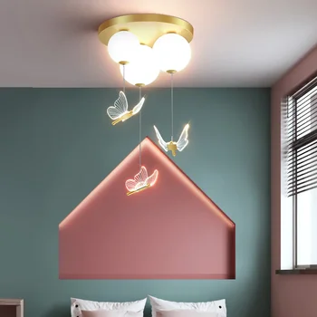 Jednoduché, Moderné Spálne Svetlo Motýľ s Loptou, Útulné a Romantické Stropné Lampy, detské Izby Luster Interiéru Svetlo