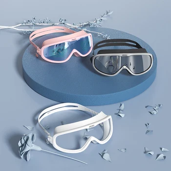 Profesionálne Plavecké Okuliare Muži Ženy Dospelých zátkové chrániče sluchu Anti-fog HD Big Rám Plávanie Okuliare UV400 Potápanie, Vodné Športy Okuliare