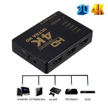 Kompatibilný s HDMI Prepínač 4K HD1080P 3 5 Port, HD Spínač Voliča Splitter S Nábojom IR Diaľkové ovládanie Pre prijímače HDTV DVD, TV BOX Z2