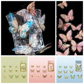 Ručné Ice Crystal Laser Motýľ Nálepky Retro DIY Remesiel Estetické Motýľ Koláž Nálepky Lesklý Dekoratívny Denník Album