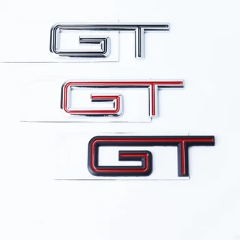 3D Metal Black Silver Červené Logo GT Znak Auto Odznak batožinového priestoru Obtlačok Na Ford Mustang Zameranie Mendeo GT Stikcer Príslušenstvo